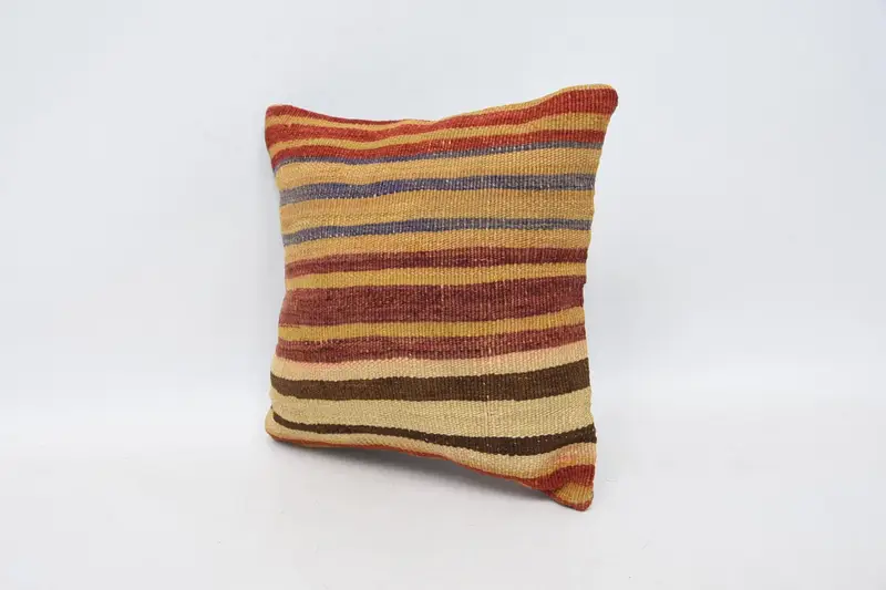 Decorative Cushion, Turkish Pillow, Vintage Kilim Pillow, 12x12 Red Pillow Case, Car Pillow, Turkish Kilim Pillow, Cushion Case - 4