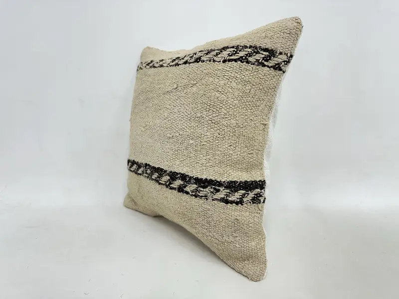 Gift Pillow, Aesthetic Pillow Sham, Rustic Cushion Cover, Ethnic Cushion, Kilim Pillow, Cushion, Boho Pillow, 16x16 Beige Cushion Case - 4