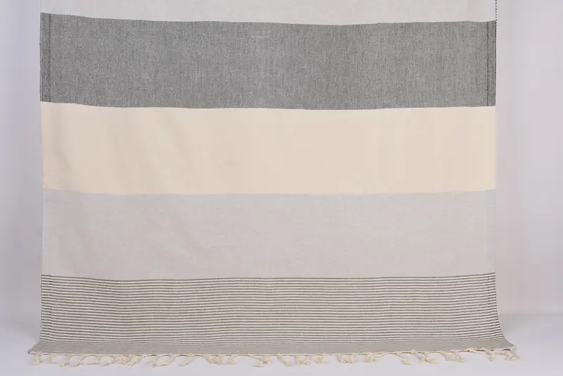 Custom Beach Towel Turkish Cotton Light Gray-Dark Gray Stripes, 70x40 Inches