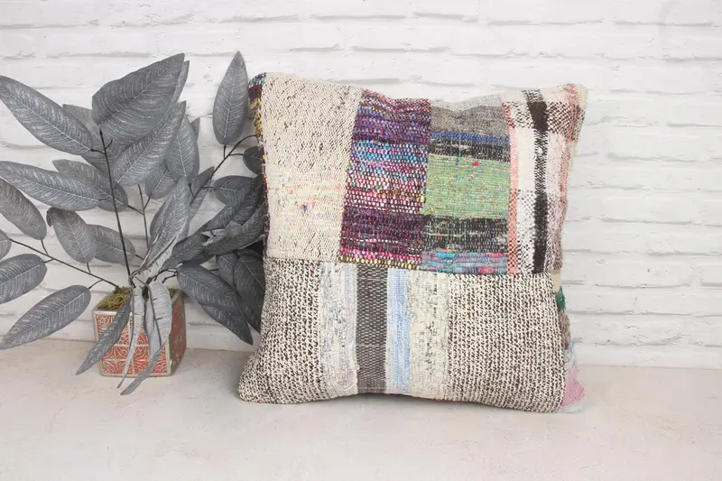 Cushion, Vintage Kilim Throw Pillow, Armchair Pillow Case, Home Decor Pillow, 20x20 Green Pillow, Couch Cushion, Gift Pillow - 1