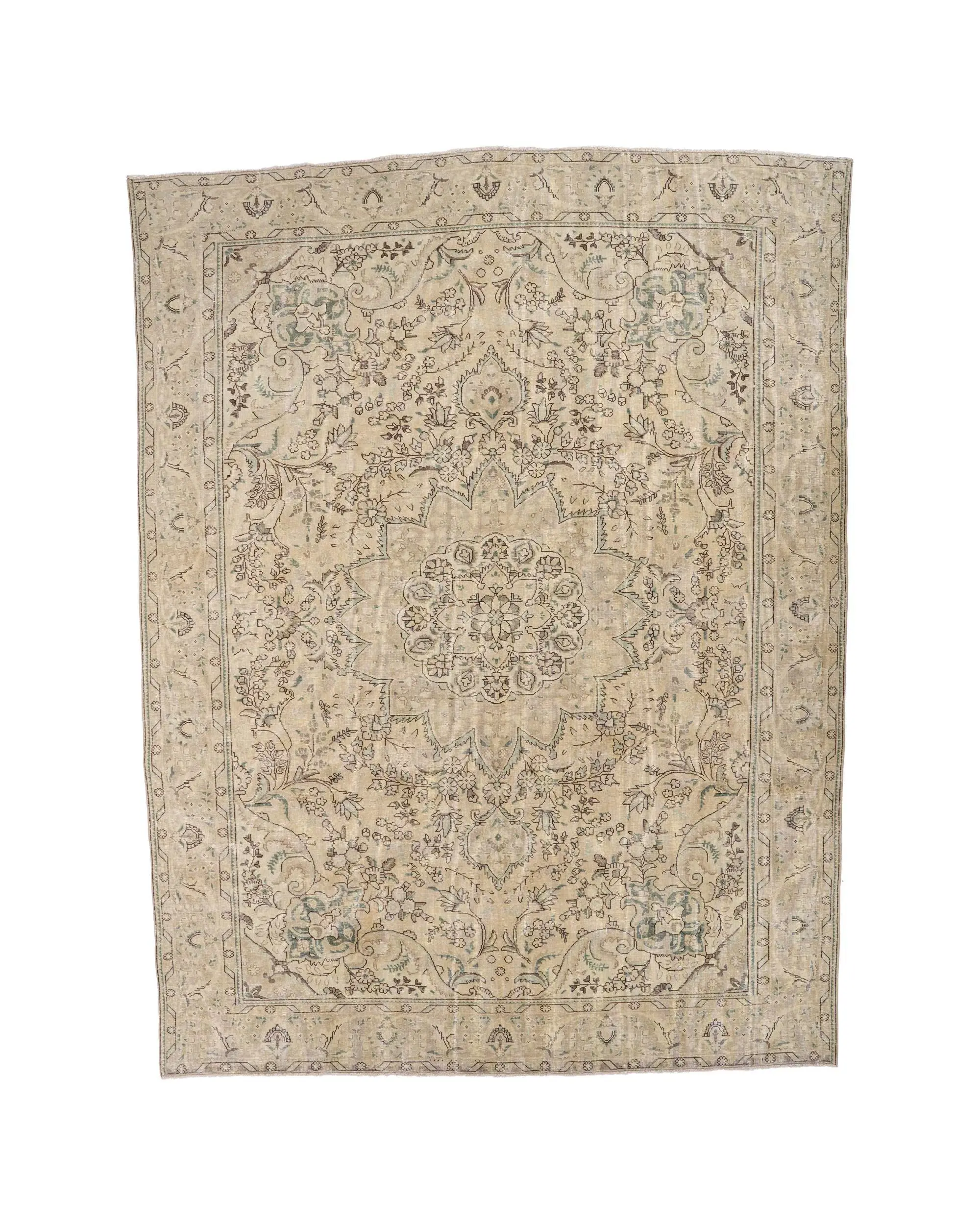 Vintage Turkish Rug 9.6x12.2 ft, Brown Wool Rug - 1
