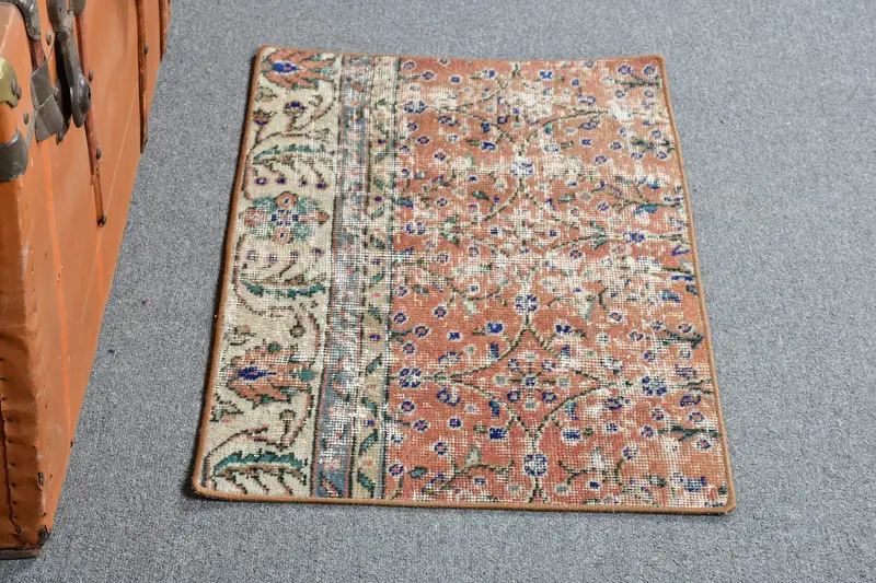 1,6x2,7 ft Teppich, türkischer Vintage Teppich, braun blau gestreifter Wollteppich - 1