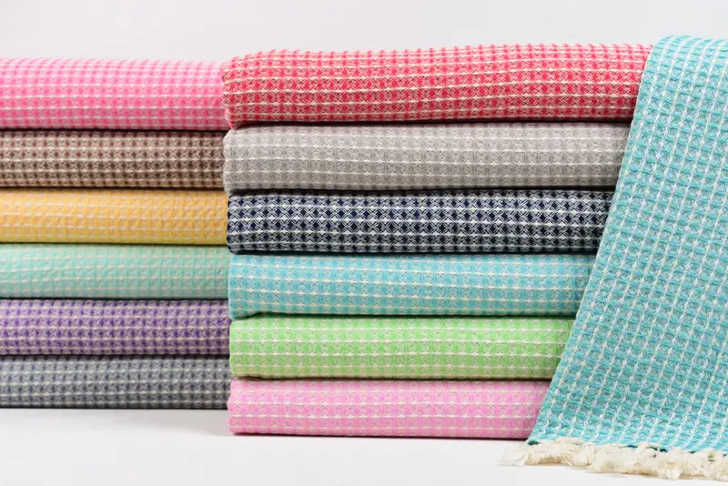 Small Bath Towel Personalized Yellow Waffle, Beige, 44x22 Inches