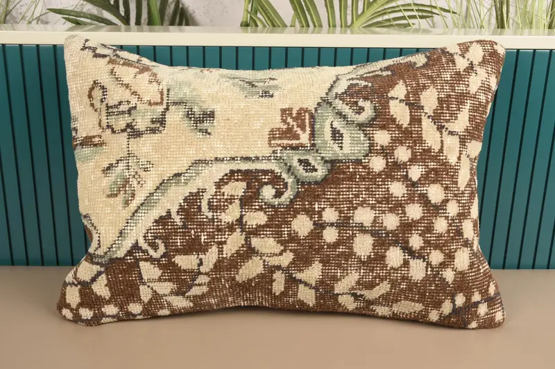 Vintage 16x24 inch Pillowcase, Brown Moroccan Cushion Cover - 1