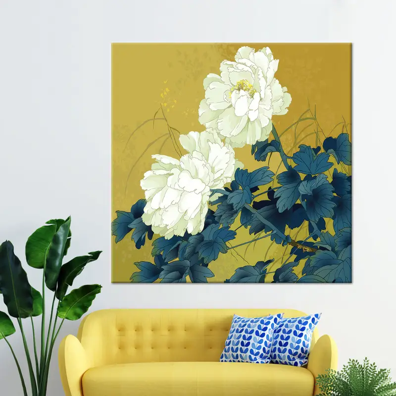 Trendy Vogue Floral Canvas: Abstract Japanese Art Print