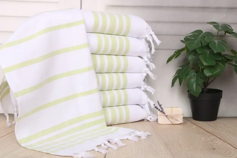 Personalized Dish Towel Pistachio Green Cotton Herringbone, 24x36 Inches