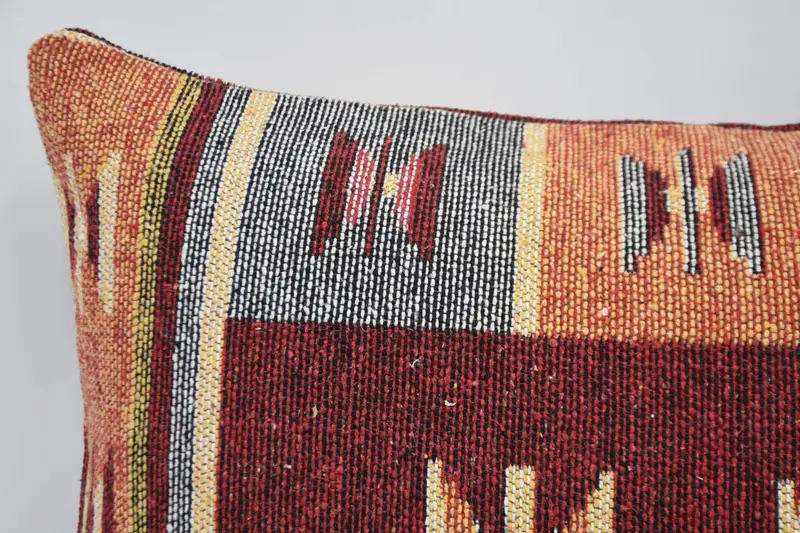 Boho Pillow, 20x28 Red Pillow Cover, Pillow for Couch, Authentic Cushion, Pillow Cover, Ethnical Kilim Rug Pillow, Meditation Pillow - 2