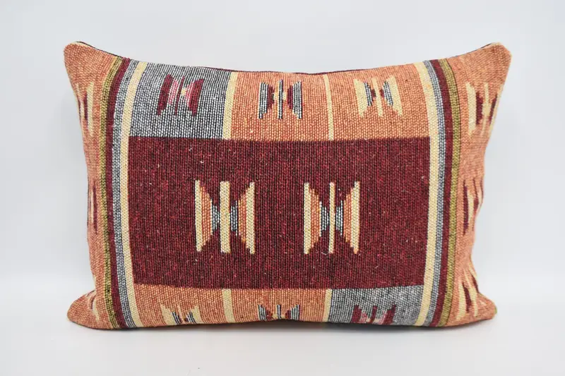 Boho Pillow, 20x28 Red Pillow Cover, Pillow for Couch, Authentic Cushion, Pillow Cover, Ethnical Kilim Rug Pillow, Meditation Pillow - 1