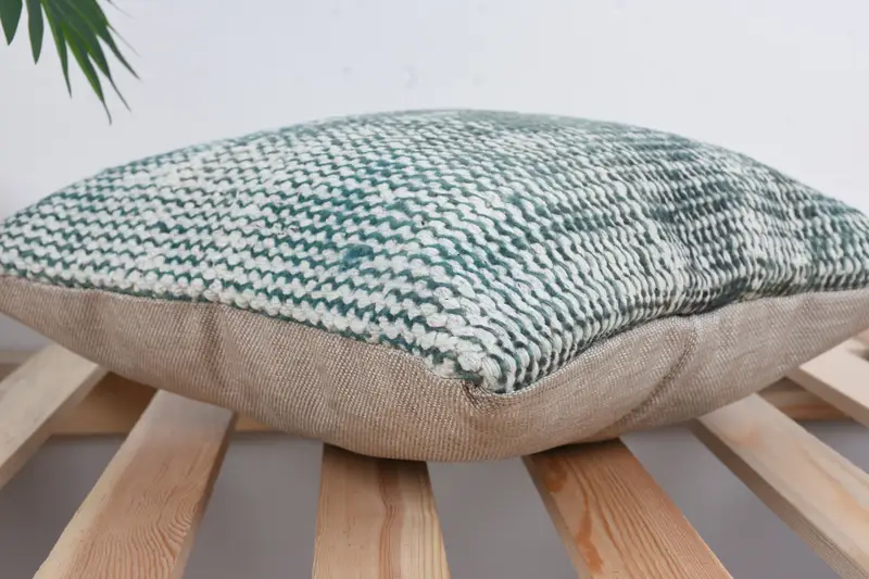 Kilim Pillow, Vintage Cushion, Throw Kilim Pillow, Ethnical Kilim Rug Pillow, 14x14 Green Cushion, Cushion Cover, Accent Throw Pillow - 6