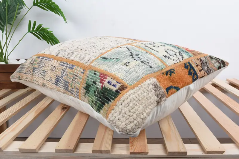 Kilim Pillow, 20x28 Beige Cushion Cover, Cushion Cover, Handwoven Pillow Cover, Handmade Pillow Case, Vintage Pillow, Boho Pillow Sham Cover - 6