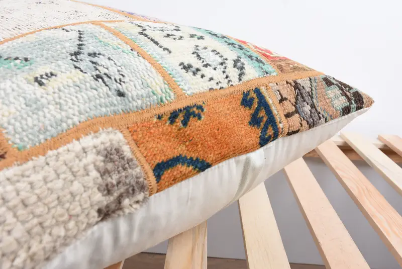 Kilim Pillow, 20x28 Beige Cushion Cover, Cushion Cover, Handwoven Pillow Cover, Handmade Pillow Case, Vintage Pillow, Boho Pillow Sham Cover - 7