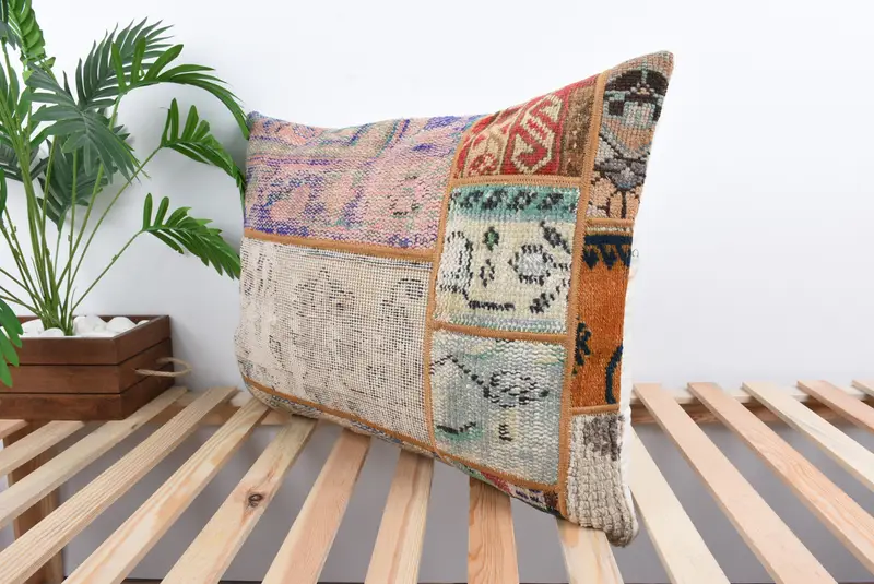 Kilim Pillow, 20x28 Beige Cushion Cover, Cushion Cover, Handwoven Pillow Cover, Handmade Pillow Case, Vintage Pillow, Boho Pillow Sham Cover - 5