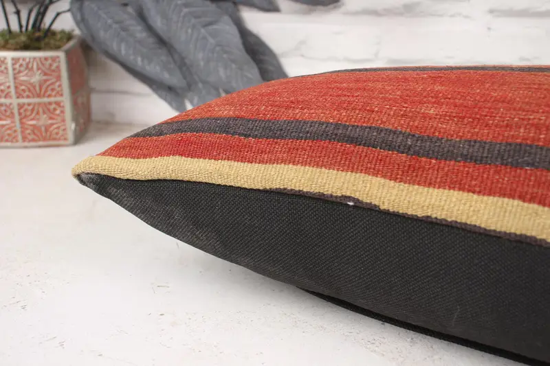12x48 Red Pillow Case, Vintage Pillow, Boho Pillow Sham Cover, Cushion Case, Turkish Kilim Pillow, Chair Pillow Cover, Custom Pillow Sham - 7