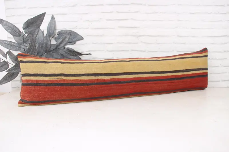 12x48 Red Pillow Case, Vintage Pillow, Boho Pillow Sham Cover, Cushion Case, Turkish Kilim Pillow, Chair Pillow Cover, Custom Pillow Sham - 3