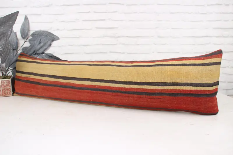 12x48 Red Pillow Case, Vintage Pillow, Boho Pillow Sham Cover, Cushion Case, Turkish Kilim Pillow, Chair Pillow Cover, Custom Pillow Sham - 4