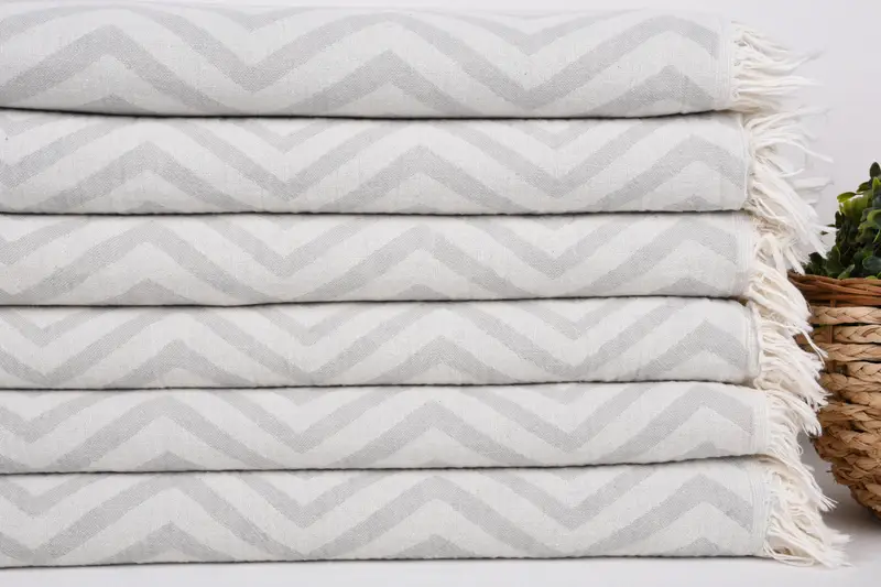 Bridal Shower Gift, Summer Towel, Monogram Hand Towel, Bathroom Towels, Gift For Bride, Personalized Dish Towel, 40x24 Cotton Zigzag Design Towel - 2