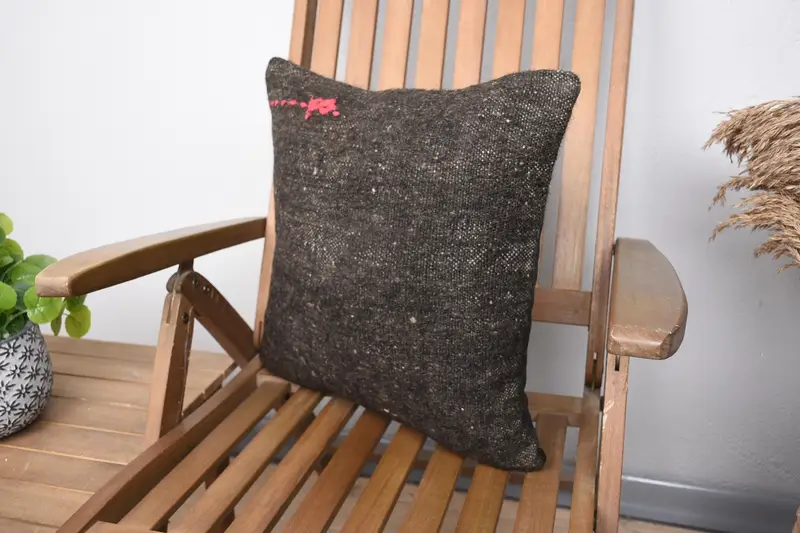 Custom Pillow, Vintage Pillow, Cushion Cover, 18x18 Brown Pillow Cover, Pillow for Sofa, Turkish Kilim Pillow, Aesthetic Pillow Cover - 3