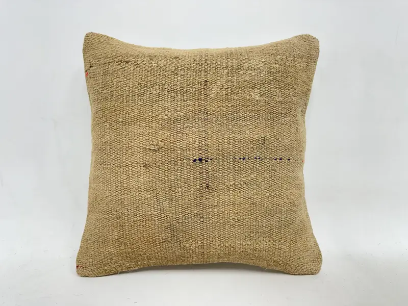 Turkish Rugs Cushion Cover, 16x16 Beige Pillow Sham, Home Decor Pillow, Kilim Pillow Cover, Vintage Throw Cushion, Pillow, Kilim Pillow - 1