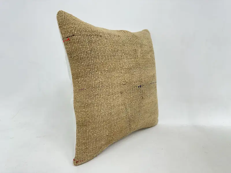 Turkish Rugs Cushion Cover, 16x16 Beige Pillow Sham, Home Decor Pillow, Kilim Pillow Cover, Vintage Throw Cushion, Pillow, Kilim Pillow - 3