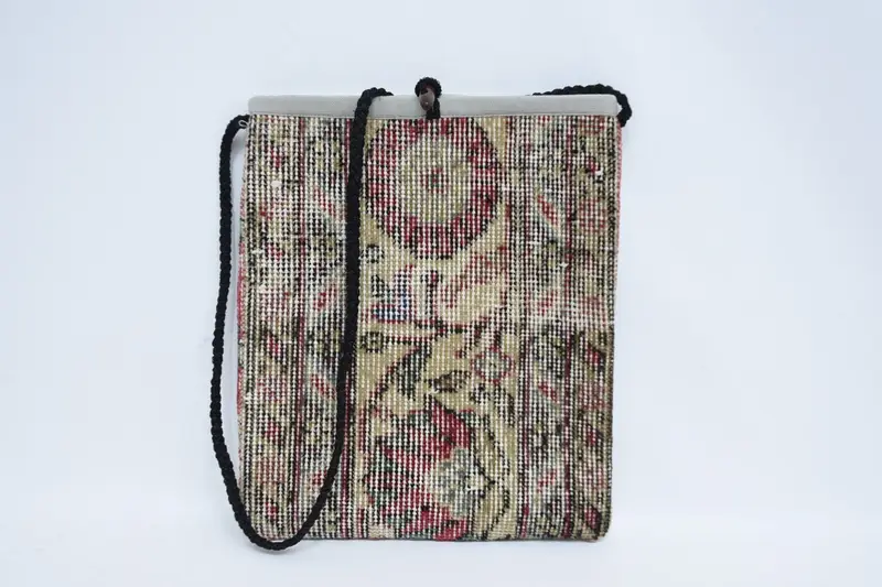 Bolso de hombro de lana Art Déco con motivo vintage, bolso Kilim