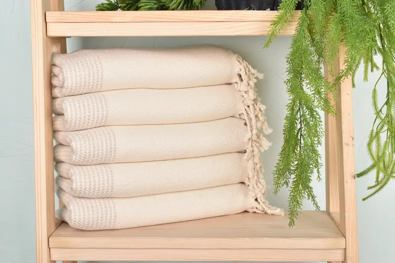 Light Beige Cotton Towel Diamond, 40x70 Inches