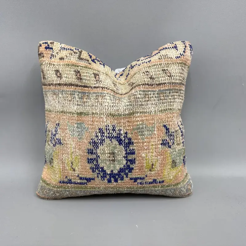 Oranges besticktes Southwestern-Wurfkissen, Vintage-Leinenkissen