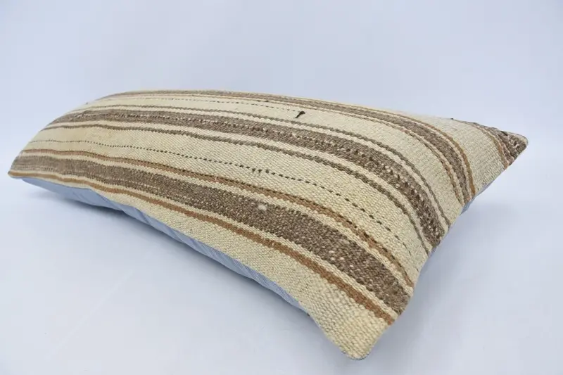 Home Decor Pillow, Turkish Pillow, Ikat Pillow Case, Cotton Pillow Sham, Turkish Kilim Pillow, 16x36 Beige Pillow Cover, Bench Pillow, Cushion - 5