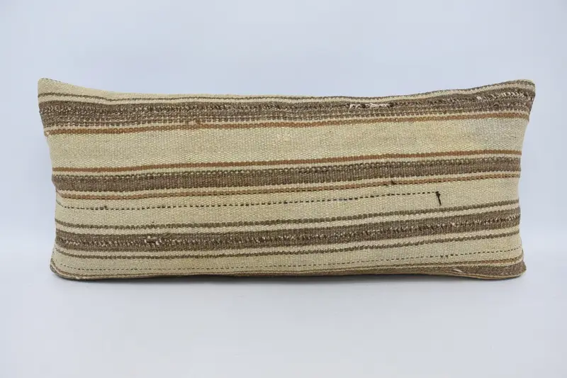 Home Decor Pillow, Turkish Pillow, Ikat Pillow Case, Cotton Pillow Sham, Turkish Kilim Pillow, 16x36 Beige Pillow Cover, Bench Pillow, Cushion - 1