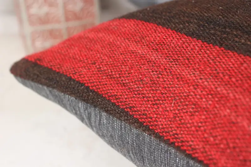 Cushion Cover, 14x14 Red Pillow Cover, Interior Designer Pillow, Kilim Cushion Sham, Kilim Rug Cushion Cover, Handmade Kilim Cushion - 7