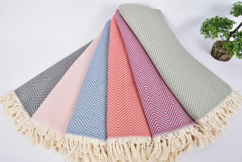 Turkish Beach Blanket, Wedding Favors, Organic Beach Blanket, 92x80 Cotton Striped Towel, Custom Blanket, Throw Blanket Couch, Handmade Gift - 4