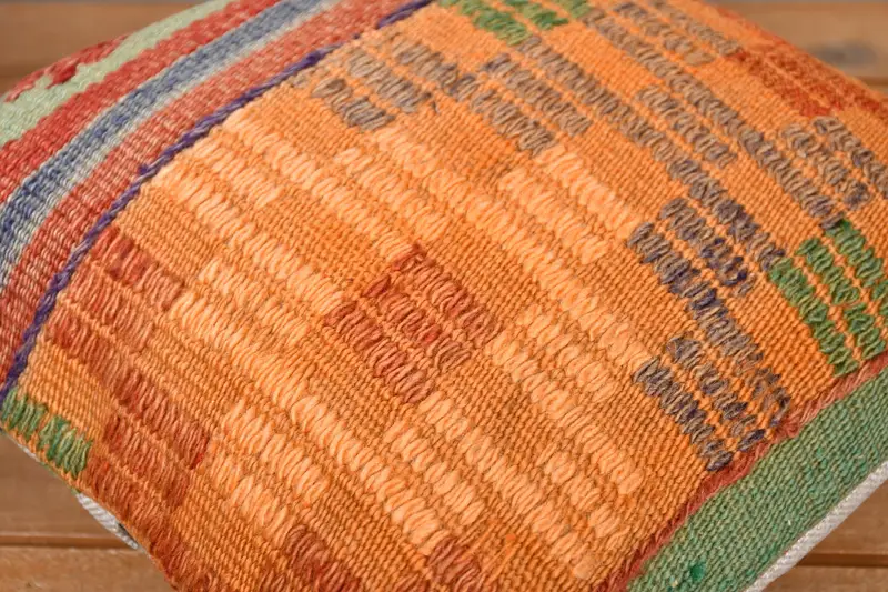 Interior Designer Pillow, Authentic Pillow Sham, Turkish Kilim Pillow, Pillow, Turkish Pillow, 12x12 Orange Cushion, Designer Throw Pillow - 3
