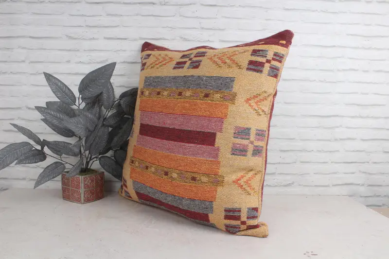 Kilim Pillow Cover, Pillow for Sofa, 28x28 Beige Pillow, Bed Pillow Case, Retro Throw Cushion, Pillow Case, Turkish Kilim Pillow - 4