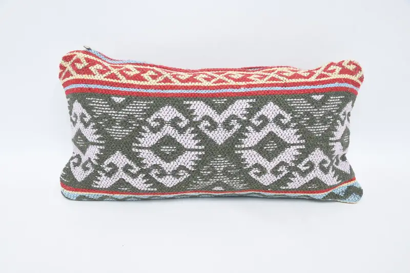 Boho Pillow, Kilim Pillow Cover, 8x16 Purple Pillow Cover, Decorative Bolster Pillow, Sustainable Pillow Cover, Turkish Kilim Pillow, Pillow Cover - 6