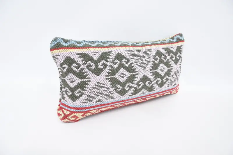 Boho Pillow, Kilim Pillow Cover, 8x16 Purple Pillow Cover, Decorative Bolster Pillow, Sustainable Pillow Cover, Turkish Kilim Pillow, Pillow Cover - 3