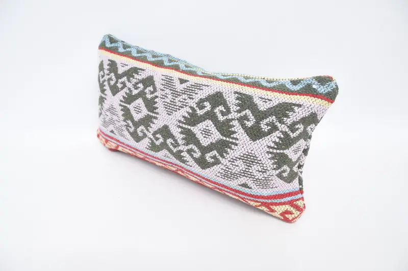 Boho Pillow, Kilim Pillow Cover, 8x16 Purple Pillow Cover, Decorative Bolster Pillow, Sustainable Pillow Cover, Turkish Kilim Pillow, Pillow Cover - 4