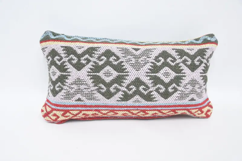 Boho Pillow, Kilim Pillow Cover, 8x16 Purple Pillow Cover, Decorative Bolster Pillow, Sustainable Pillow Cover, Turkish Kilim Pillow, Pillow Cover - 1