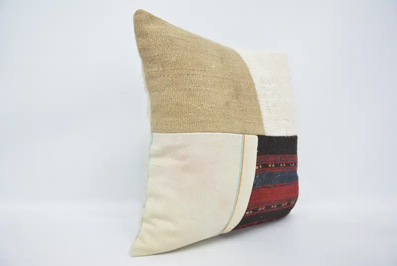 Handmade Kilim Cushion, 20x20 White Cushion, Vintage Throw Pillow Sham, Antique Pillows, Pillow Cover, Ikat Cushion, Ethnical Kilim Rug Pillow - 3