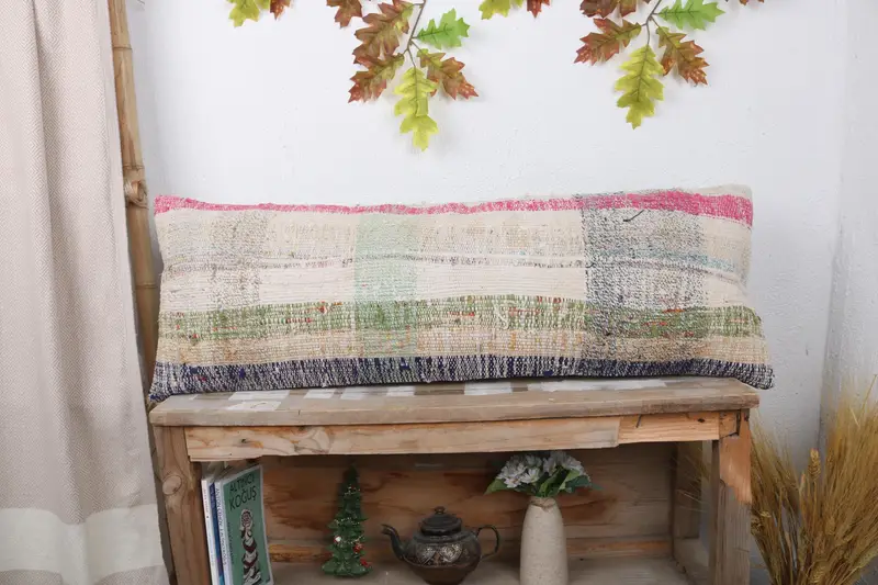 Pillow for Sofa, 12x36 Beige Pillow Sham, Vintage Kilim Throw Pillow, Pillow Cover, Kilim Pillow Cover, Handwoven Pillow Cover Pillow - 1