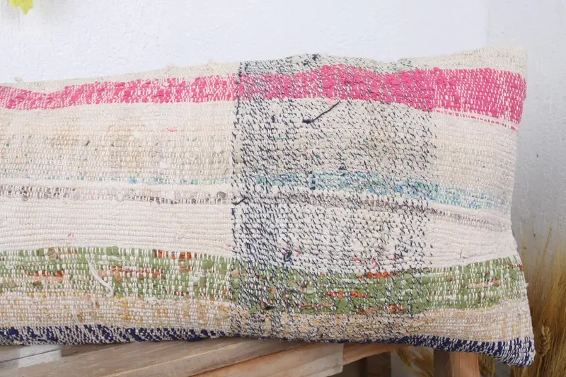 Pillow for Sofa, 12x36 Beige Pillow Sham, Vintage Kilim Throw Pillow, Pillow Cover, Kilim Pillow Cover, Handwoven Pillow Cover Pillow - 5