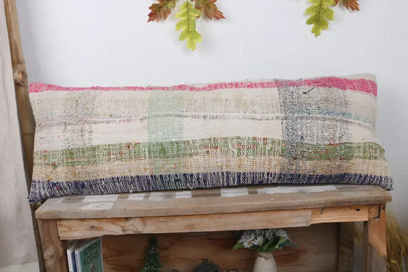 Pillow for Sofa, 12x36 Beige Pillow Sham, Vintage Kilim Throw Pillow, Pillow Cover, Kilim Pillow Cover, Handwoven Pillow Cover Pillow - 2