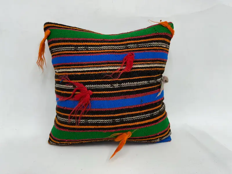Colorful Pillow Cover, Christmas Cushion, Cushion, 18x18 Green Pillow, Vintage Kilim Pillow, Turkish Pillow, Vintage Pillow - 1