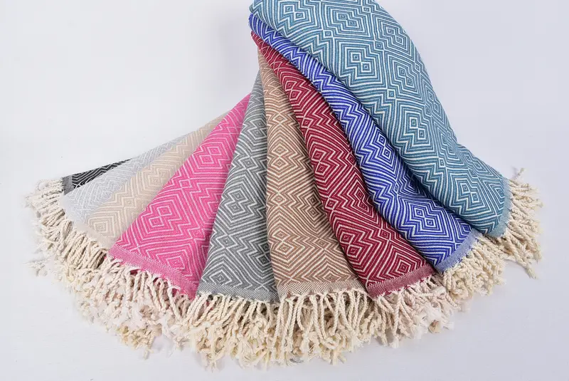 Turkish Towel Monogram, 76x40 Cotton Diamond Towel, Beach Towel Gift, Bride Gift, Wedding Favors, Lightweight Turkish towel, Luxury Beach Towel - 4