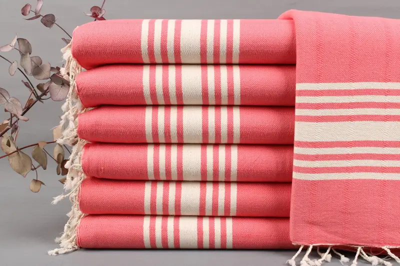 Wholesale Organic Cotton Towels, Beige Stripes, 36x63 Inches