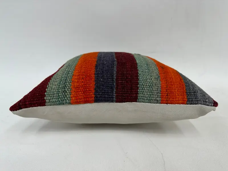 Boho Pillow Sham Cover, 12x12 Red Pillow Sham, Handmade Pillow Sham, Ethnical Kilim Rug Pillow, Antique Pillows, Pillow Case - 5