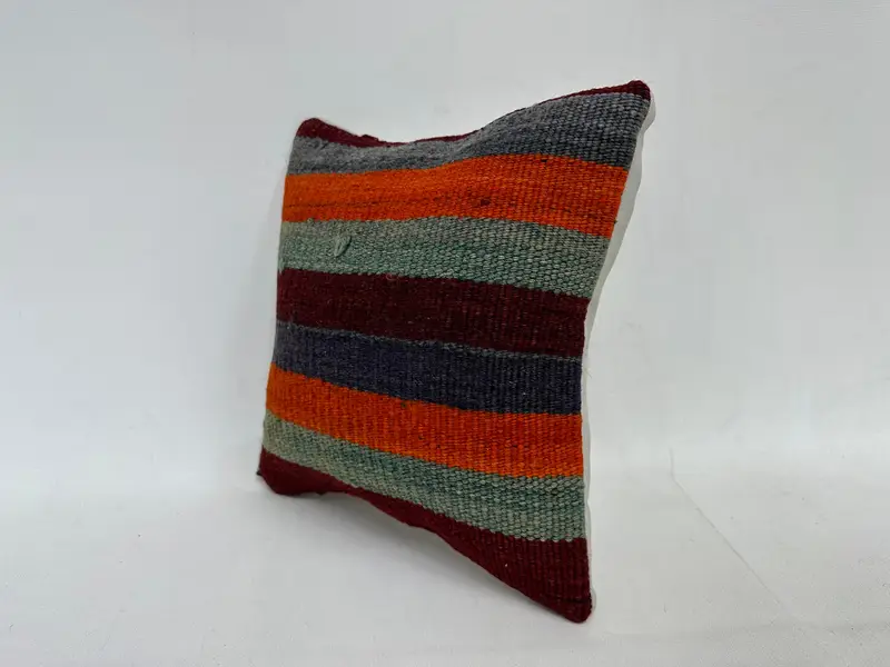 Boho Pillow Sham Cover, 12x12 Red Pillow Sham, Handmade Pillow Sham, Ethnical Kilim Rug Pillow, Antique Pillows, Pillow Case - 4