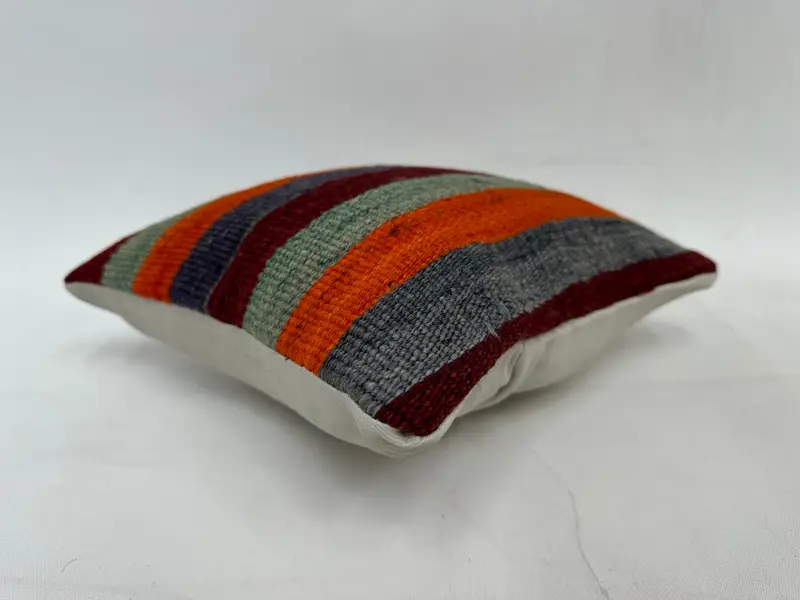 Boho Pillow Sham Cover, 12x12 Red Pillow Sham, Handmade Pillow Sham, Ethnical Kilim Rug Pillow, Antique Pillows, Pillow Case - 6