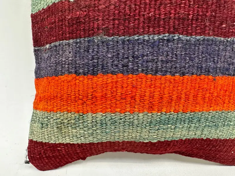 Boho Pillow Sham Cover, 12x12 Red Pillow Sham, Handmade Pillow Sham, Ethnical Kilim Rug Pillow, Antique Pillows, Pillow Case - 2
