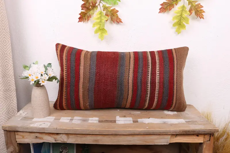 12x24 Red Cushion Case, Traditional Pillow Sham, Gift Pillow, Rustic Pillow Cover, Boho Pillow, Pillow, Boho Pillow Sham Cover, Customized Cushion - 1