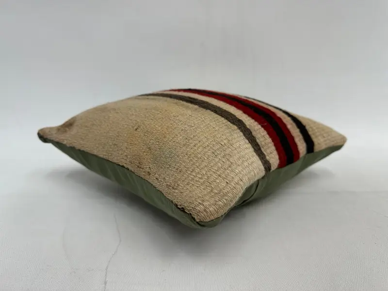 Beige & Brown Embroidered Stripe Throw Pillow, 12x12 Inches Decorative Pillow - 6
