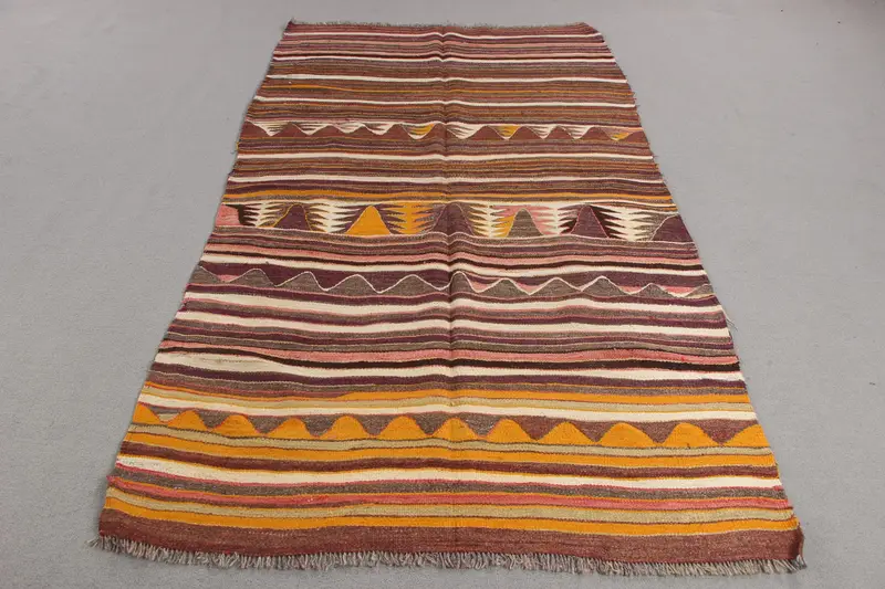 Purple Moroccan Rug, 4,4x7,8 ft Elegant Purple & Beige